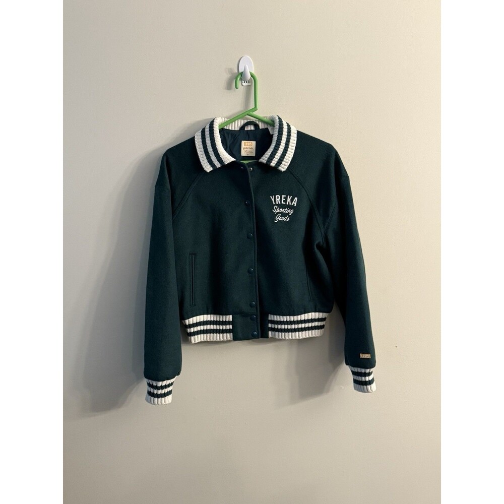 Levi’s Gold‎ Tab Shrunken Varsity Jacket Women’s Size M Wool Cropped Green Warm
